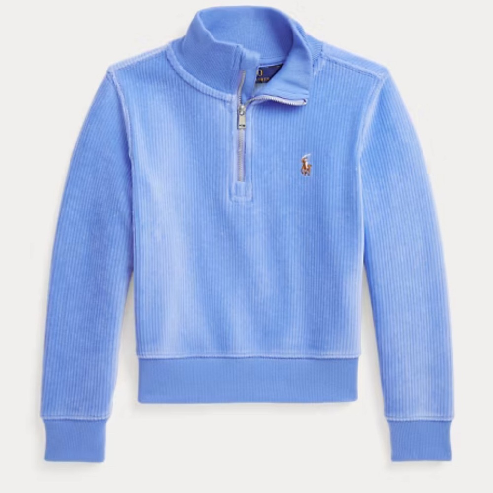 Polo Ralph Lauren Corduroy Light Blue Quarter-Zip Pullover Girls Size 3T